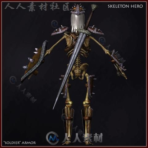 骨骼英雄士兵幻想人形生物角色3D模型Unity素材资源