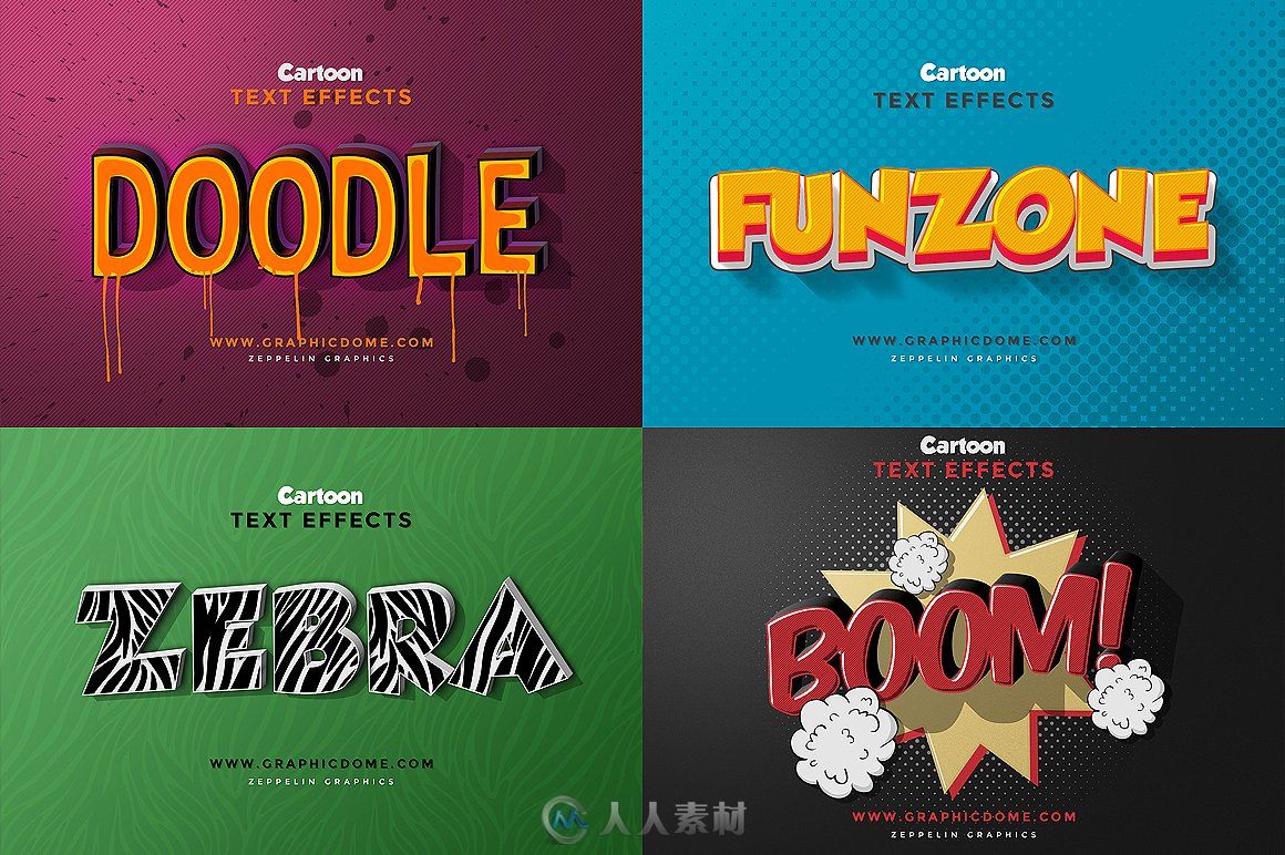 可爱卡通文字特效PSD模板 Creativemarket Cartoon Text Effects 240554