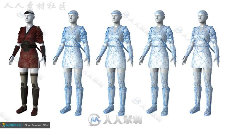 血腥女性武士幻想人形生物角色3D模型Unity素材资源