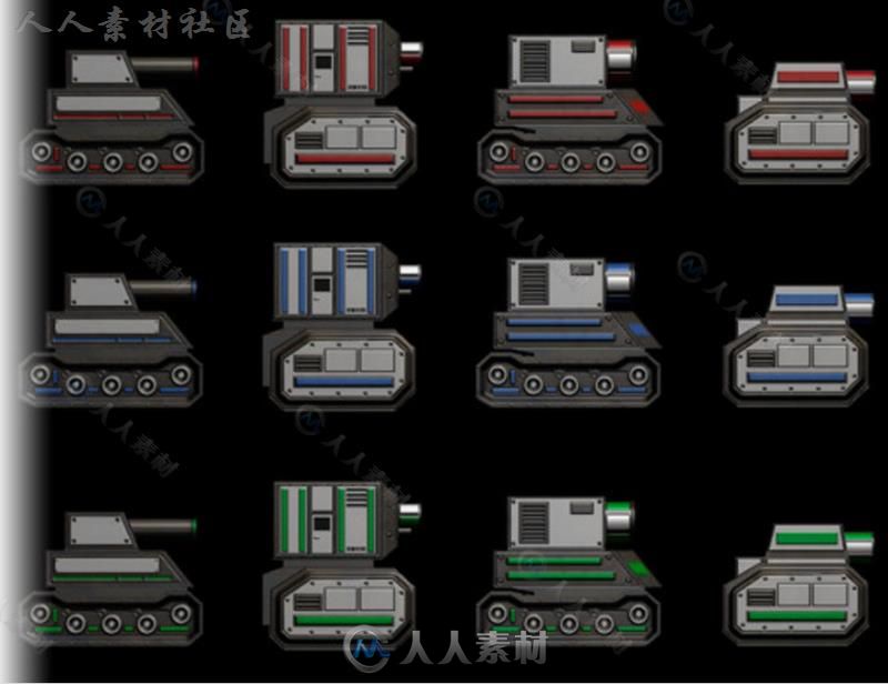 移动坦克包陆地车辆3D模型Unity素材资源
