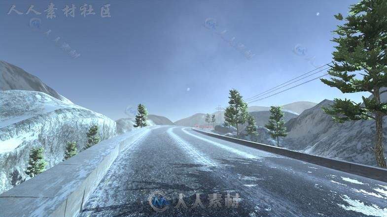 冬季山路赛道和车道环境3D模型Unity素材资源