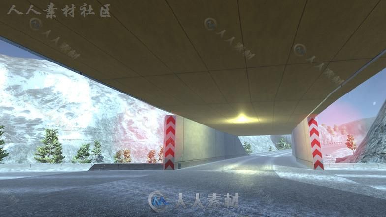 冬季山路赛道和车道环境3D模型Unity素材资源