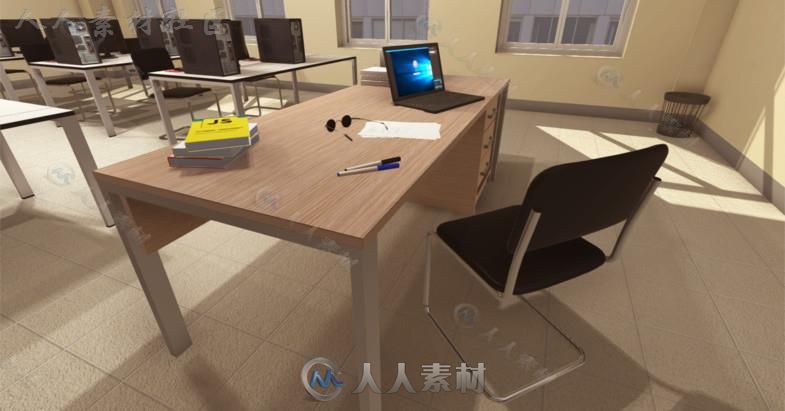 现代计算机教室室内道具3D模型Unity素材资源