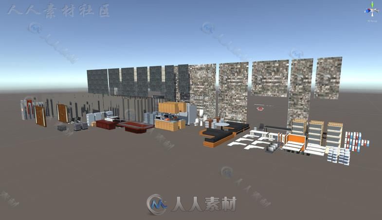 常见的物品家具和办公楼环境3D模型Unity素材资源