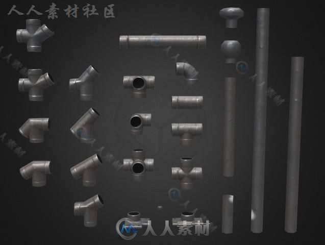 PBR模块化栏杆扶手工业道具3D模型Unity素材资源