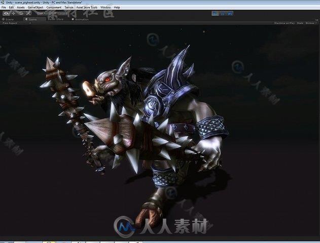 动画猪头怪物生物角色3D模型Unity素材资源