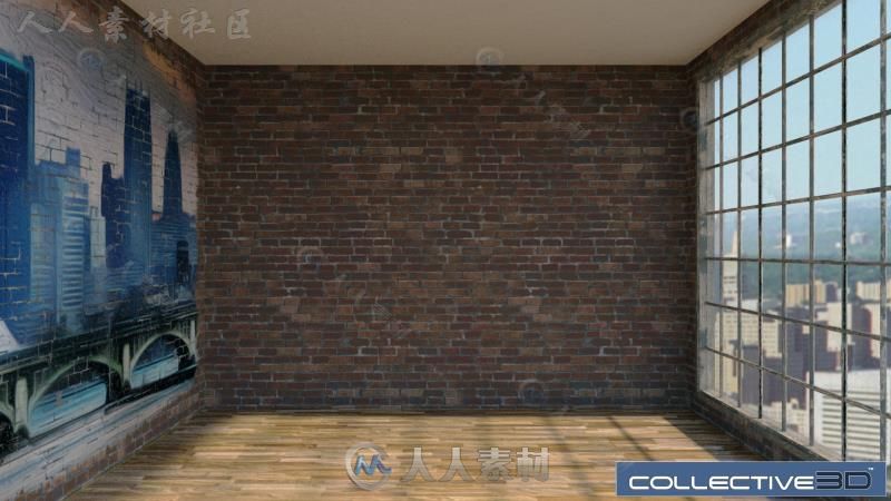 房间的墙壁和门窗纹理3D模型合辑