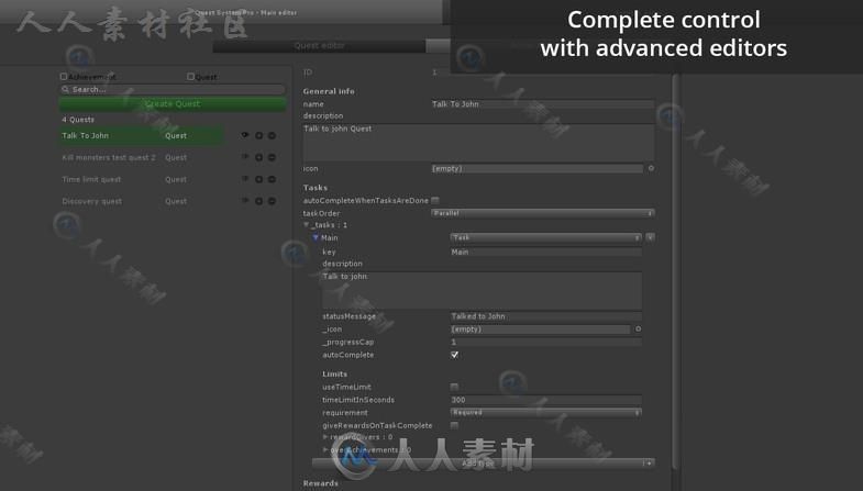 非常灵活的任务成就和对话系统GUI脚本Unity素材资源
