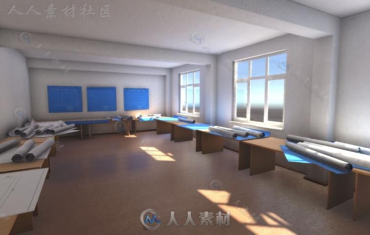 完整的展示室蓝图3D模型Unity素材资源