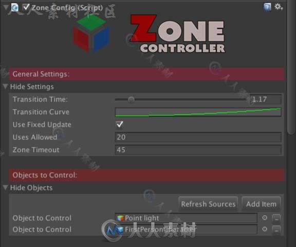 区域控制器Pro过渡效果编辑器扩充Unity素材资源