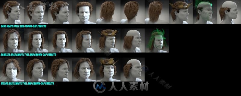 男性战士霸气湿头发发型3D模型合辑