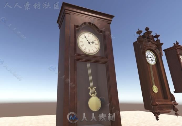 古色古香古董钟室内道具3D模型Unity素材资源