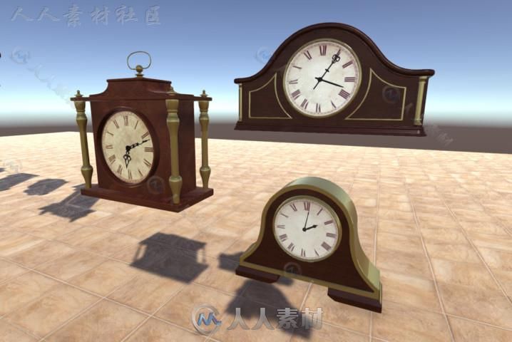 古色古香古董钟室内道具3D模型Unity素材资源