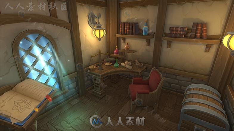 炼金术士的房屋内部场景幻想环境3D模型Unity游戏素材资源