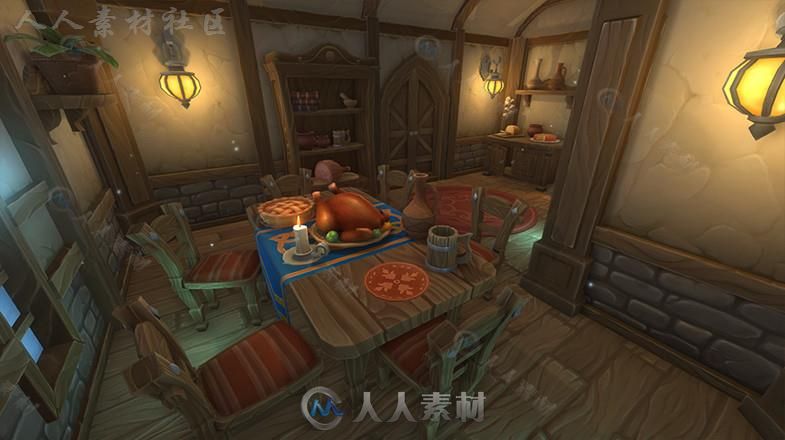 炼金术士的房屋内部场景幻想环境3D模型Unity游戏素材资源