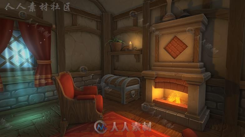 炼金术士的房屋内部场景幻想环境3D模型Unity游戏素材资源