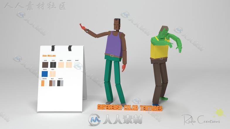 低聚动作英雄卡通角色3D模型Unity游戏素材资源