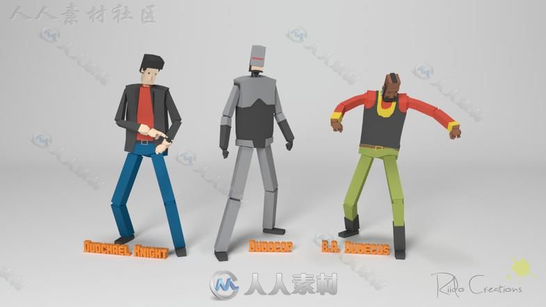 低聚动作英雄卡通角色3D模型Unity游戏素材资源