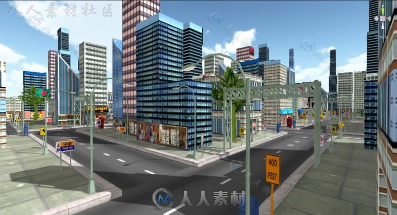 现代市中心城市环境3D模型Unity游戏素材资源