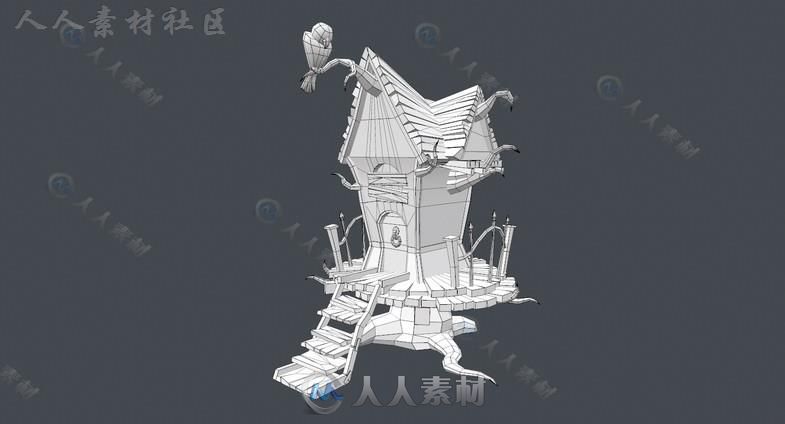 恐怖森林木房子幻想环境3D模型Unity游戏素材资源