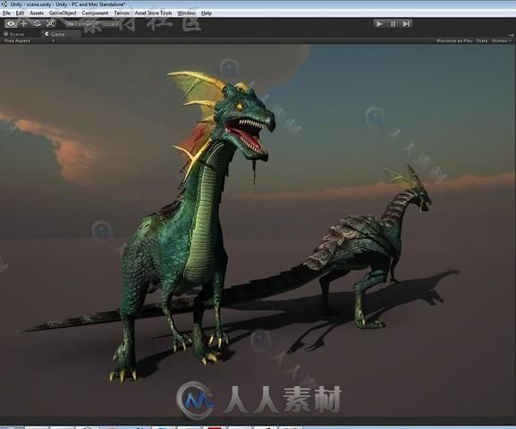 幻想动画恐龙生物角色3D模型Unity游戏素材资源