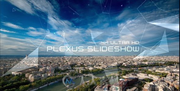 美丽时尚晶体汇聚照片显示城市幻灯片相册动画AE模板Videohive Plexus Slideshow 4...