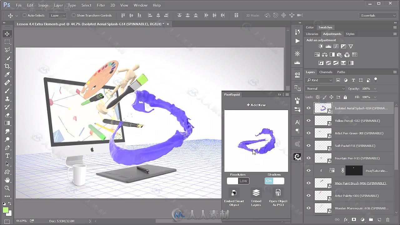 PS中3D智能对象PixelSquid插件视频教程 TUTSPLUS HOW TO USE THE PIXELSQUID PLUGI...