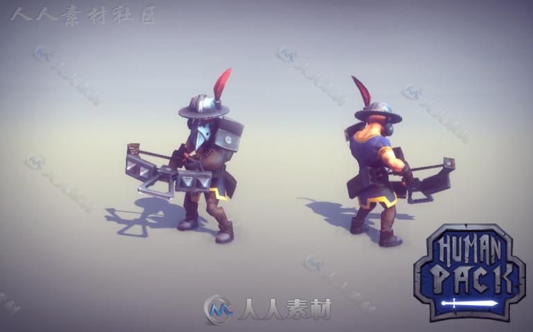 战士弓箭手巫师和牧师幻想人形生物角色3D模型Unity游戏素材资源