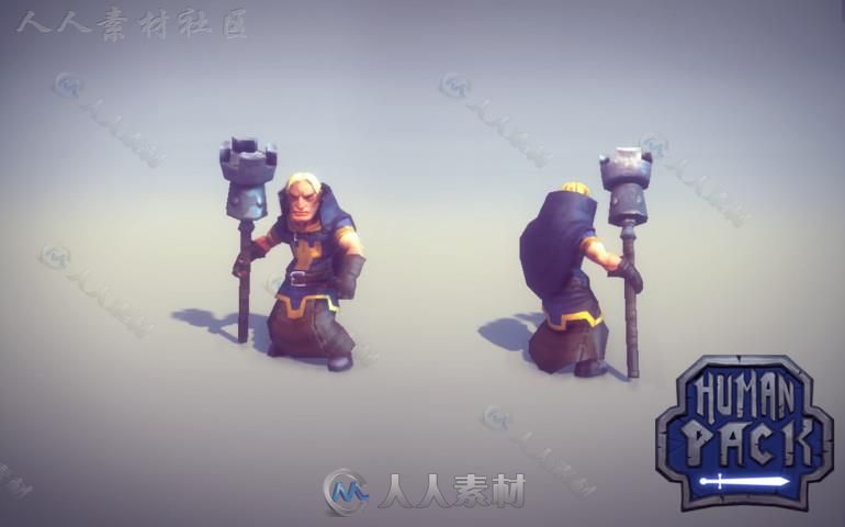 战士弓箭手巫师和牧师幻想人形生物角色3D模型Unity游戏素材资源