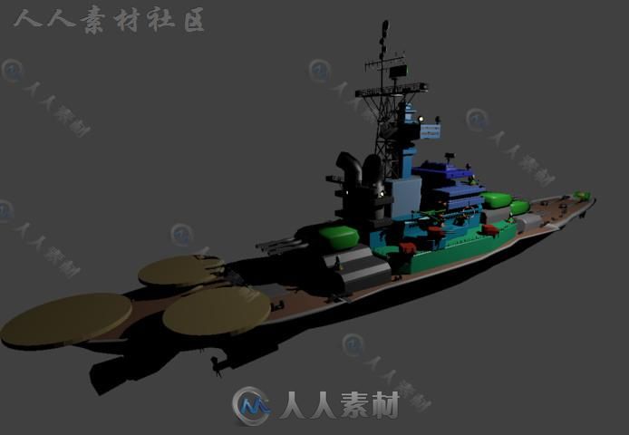 现代未来派战舰海上车辆3D模型Unity游戏素材资源