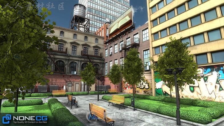 现实纽约市街区8城市环境3D模型Unity游戏素材资源