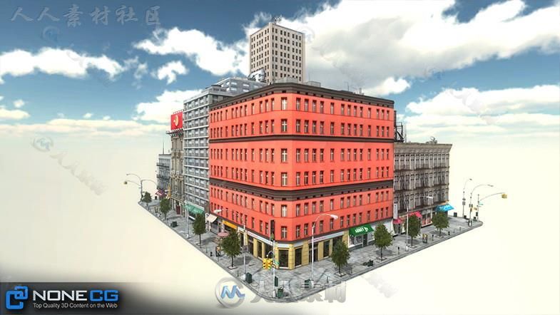 现实纽约市街区7城市环境3D模型Unity游戏素材资源