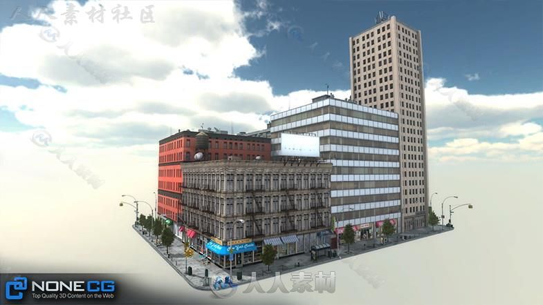 现实纽约市街区7城市环境3D模型Unity游戏素材资源