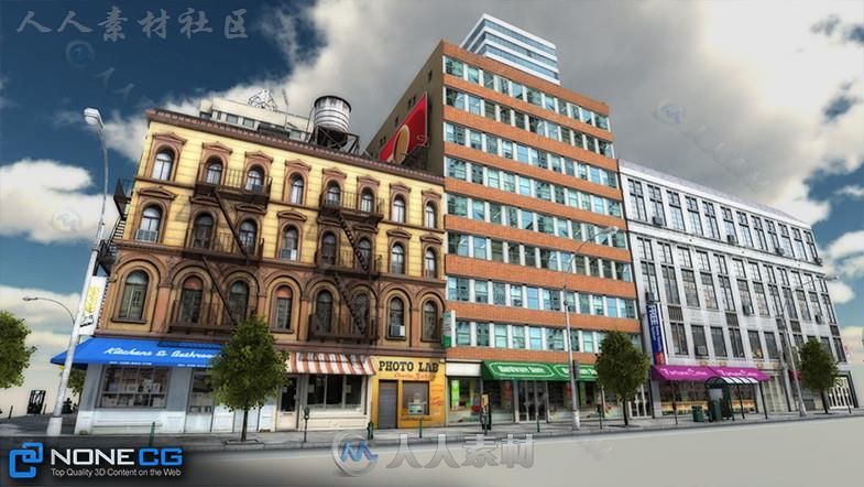 现实纽约市街区5城市环境3D模型Unity游戏素材资源