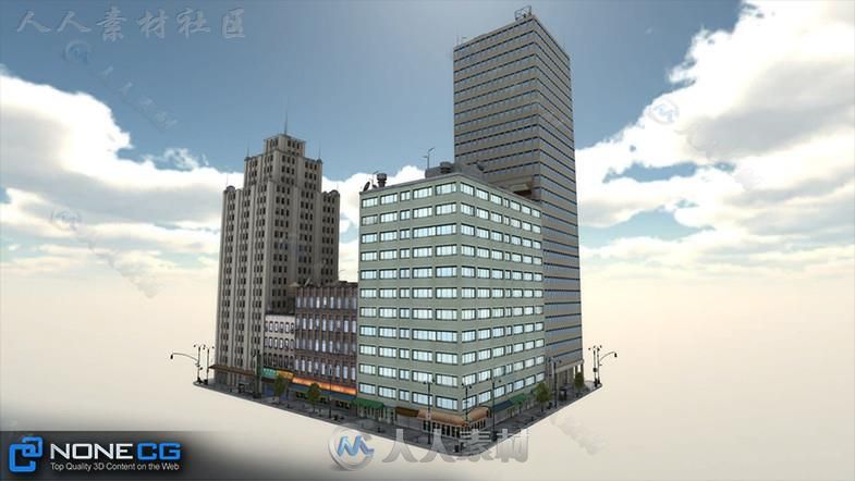 现实纽约市街区4城市环境3D模型Unity游戏素材资源