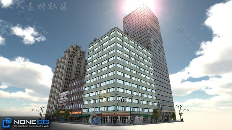 现实纽约市街区4城市环境3D模型Unity游戏素材资源