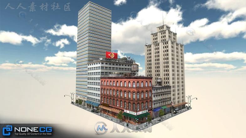 现实纽约市街区4城市环境3D模型Unity游戏素材资源