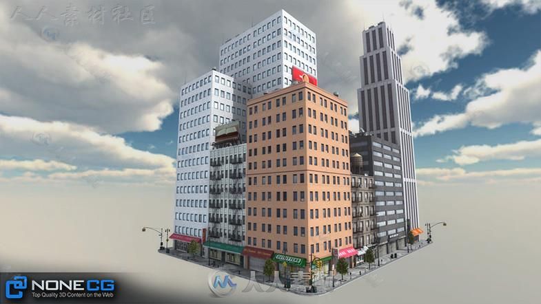 现实纽约市街区1城市环境3D模型Unity游戏素材资源