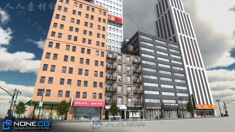 现实纽约市街区1城市环境3D模型Unity游戏素材资源