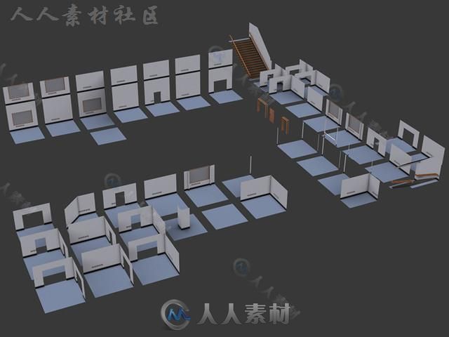 办公走廊房间和大堂工业环境3D模型Unity游戏素材资源