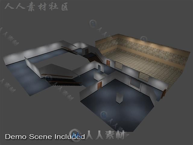 办公走廊房间和大堂工业环境3D模型Unity游戏素材资源