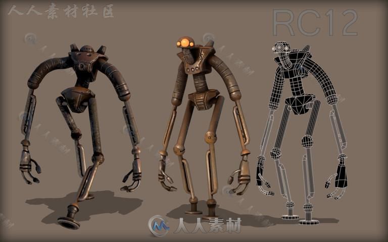 可爱的动画机器人角色3D模型Unity游戏素材资源