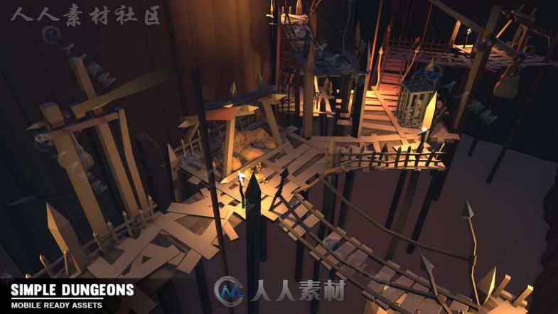 简单完整的卡通地下城环境3D模型Unity游戏素材资源