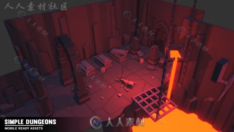 简单完整的卡通地下城环境3D模型Unity游戏素材资源