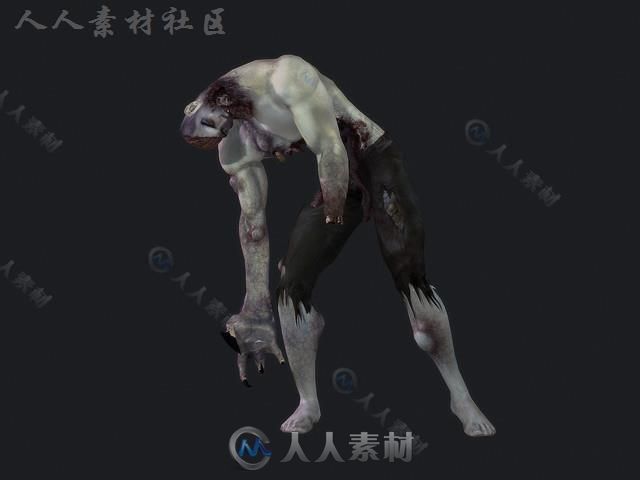 恐怖的僵尸科幻人形生物角色3D模型Unity游戏素材资源