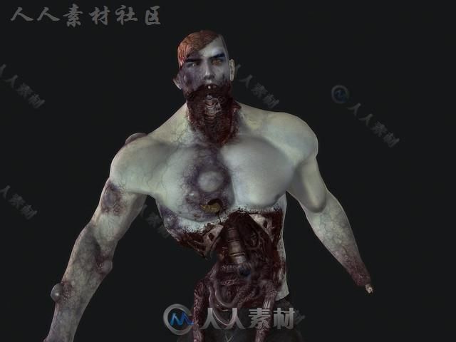 恐怖的僵尸科幻人形生物角色3D模型Unity游戏素材资源