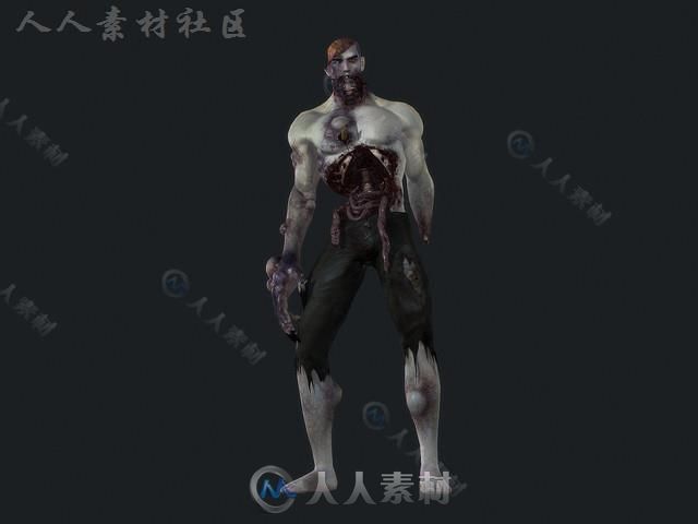 恐怖的僵尸科幻人形生物角色3D模型Unity游戏素材资源