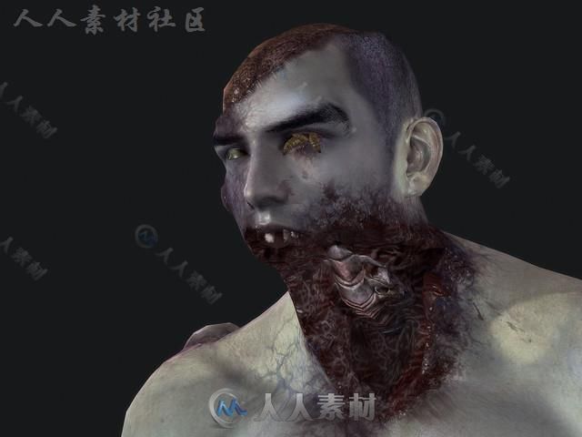 恐怖的僵尸科幻人形生物角色3D模型Unity游戏素材资源