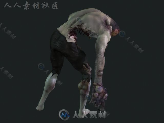 恐怖的僵尸科幻人形生物角色3D模型Unity游戏素材资源