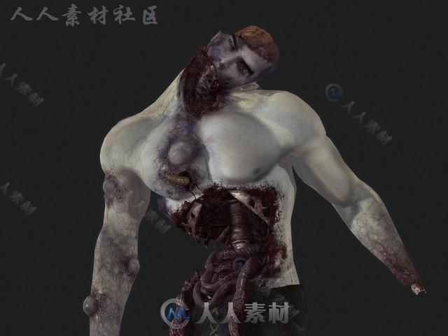 恐怖的僵尸科幻人形生物角色3D模型Unity游戏素材资源